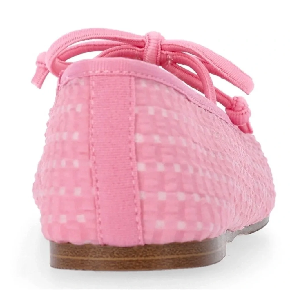 Madden NYC Girls Gingham Mesh Ballet Flats Pink Slip On Shoes Size 3 NEW